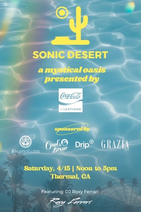 Poster for the Sonic Desert Pool Party on April 15th 2023