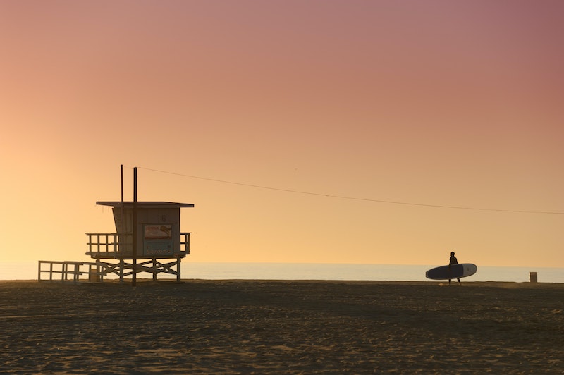 lifeguard tower on beach in los angeles