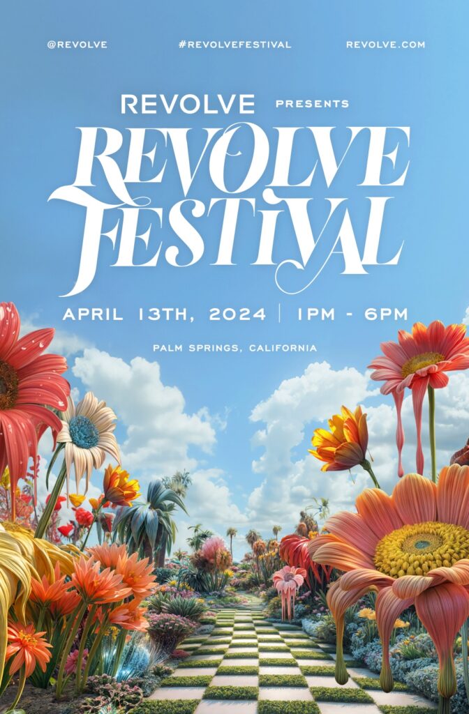flower poster for the revolve party at coachella