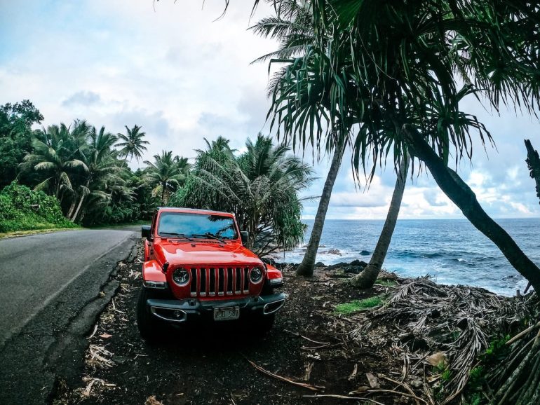jeep car on road in hawaii