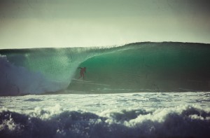 Barreling left wave at Tarantula's, Jalama